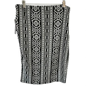Eye Candy XL boho tribal pull on black + white‎ pencil skirt Cowgirl Western